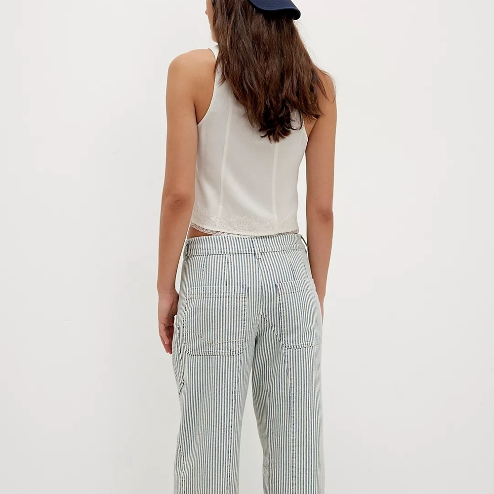 We The Free Smooth Sailing Stripped Pants. Striped Lace-Up Pants Washed Sage. - Picture 7 of 7